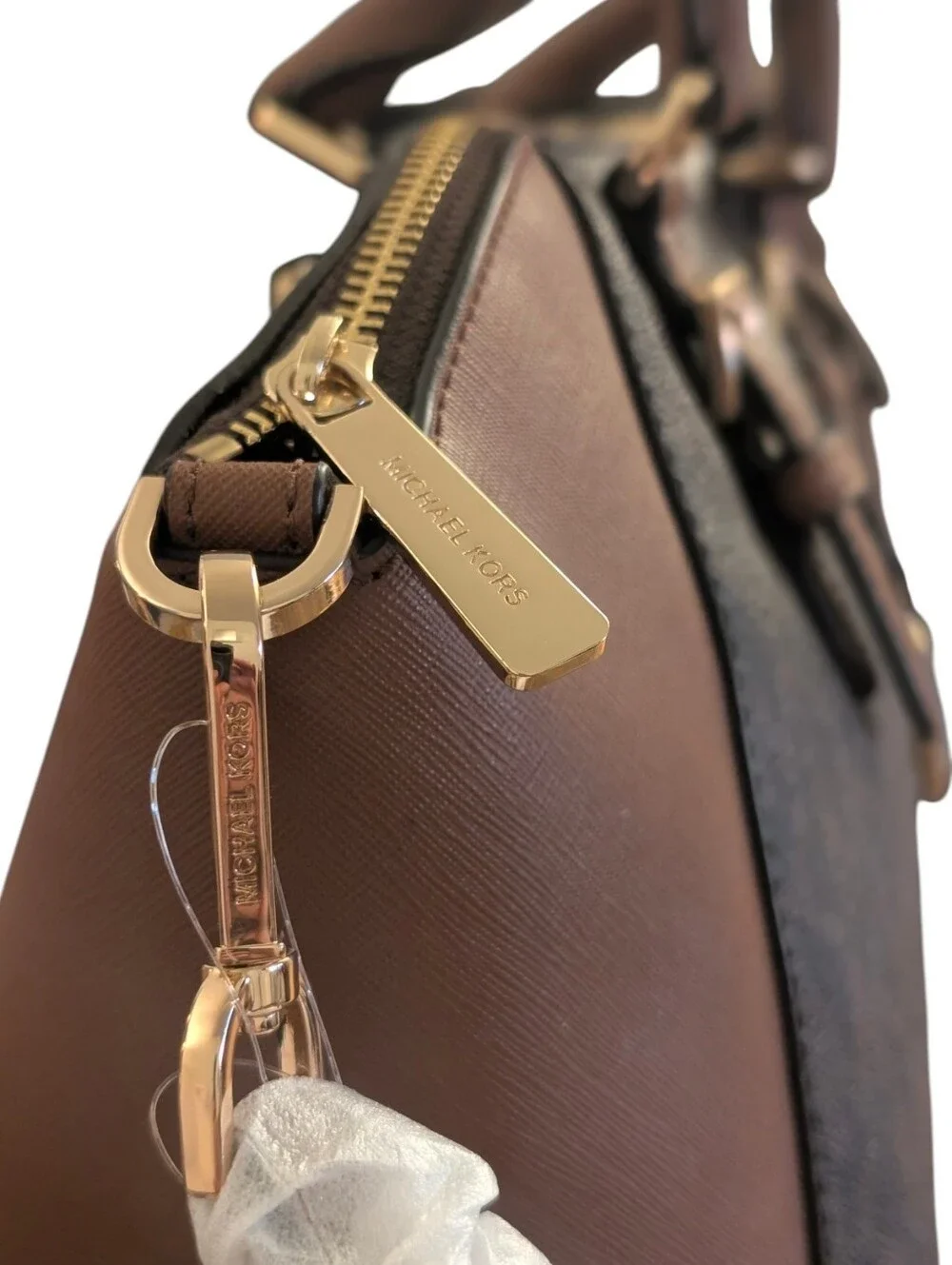 New Michael KORS Ciara Large Logo Acorn Leather Satchel